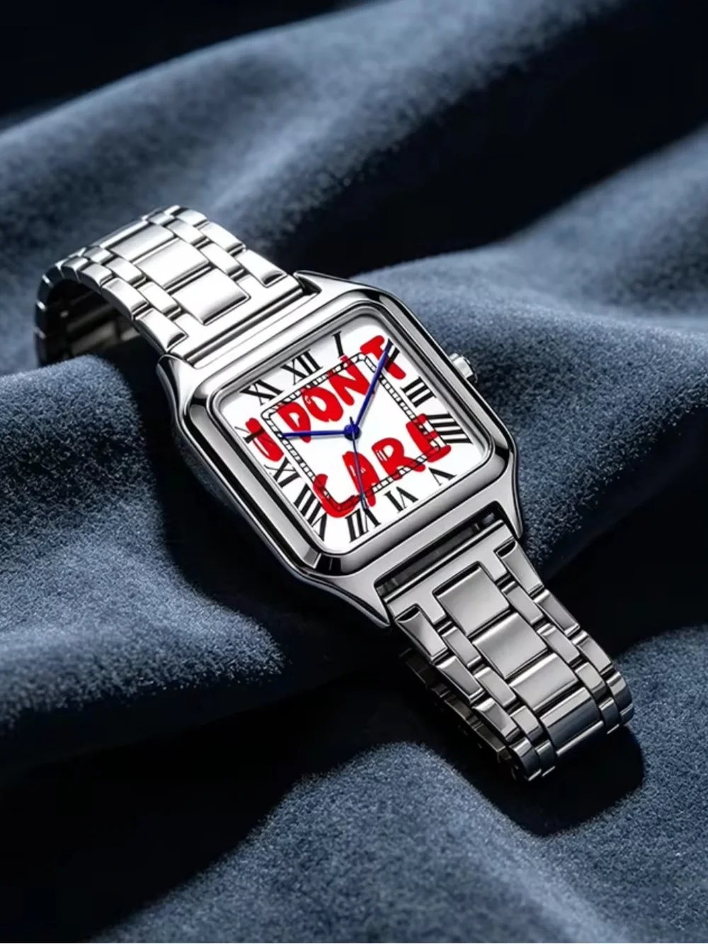 Silver Square Stainless Smartwatch with White Dial - Contemporary Design